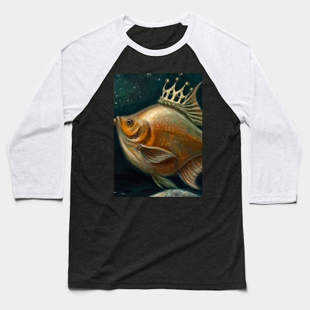 Fish with a Crown Baseball T-Shirt by maxcode